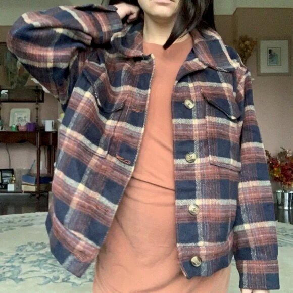 American Eagle wool blend plaid jacket - Picture 1 of 6